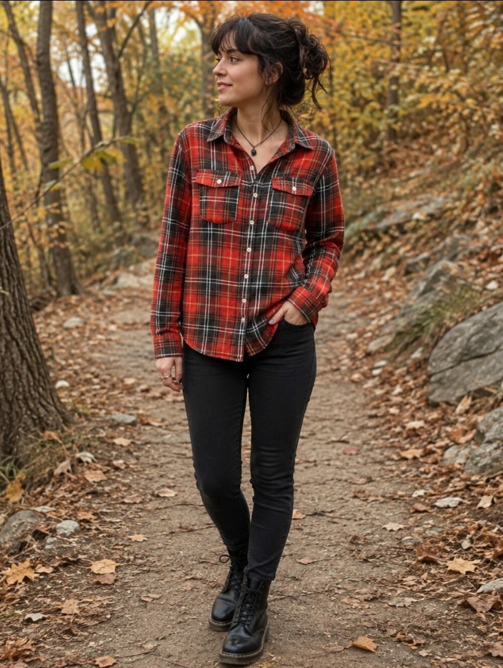Mossimo Supply Co Red Black Plaid Flannel Shirt Women’s M Grunge 2014